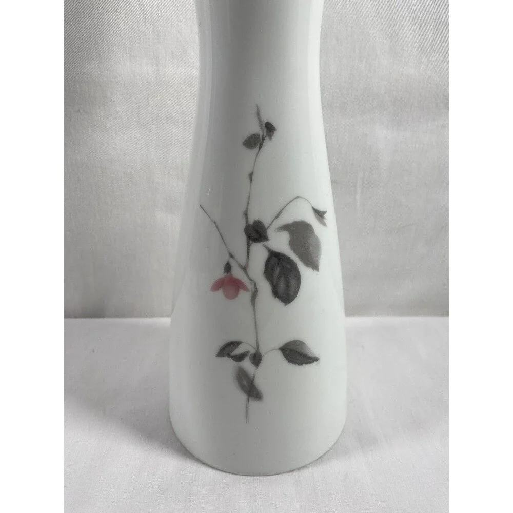 Vintage Rosenthal Pink Floral Porcelain Vase Germany Gold Trim 11.75” Tall #438